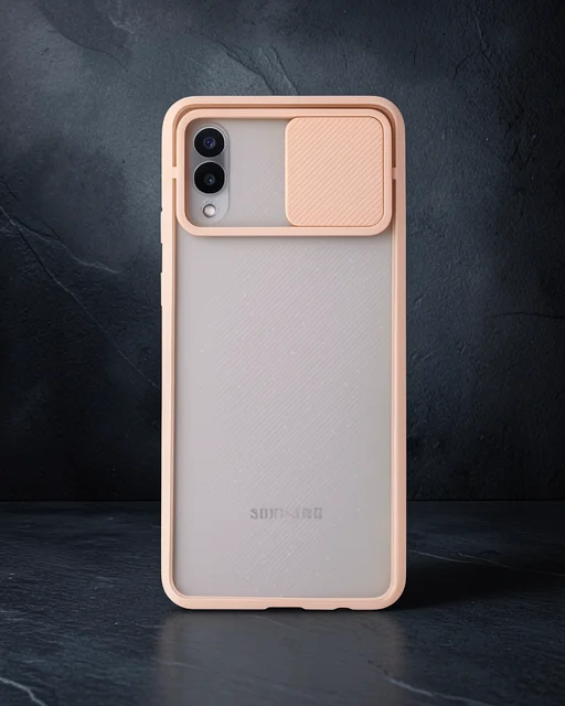 Samsung Galaxy A02 Kılıf Palm Buzlu Kamera Sürgülü Silikon - Pembe