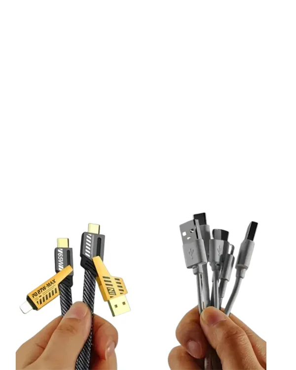 65W 4'ü 1 Arada Çoklu Şarj Kablosu – USB-C, USB-A, Lightning, Veri ve Şarj Desteği Yeni Nesil görsel 4