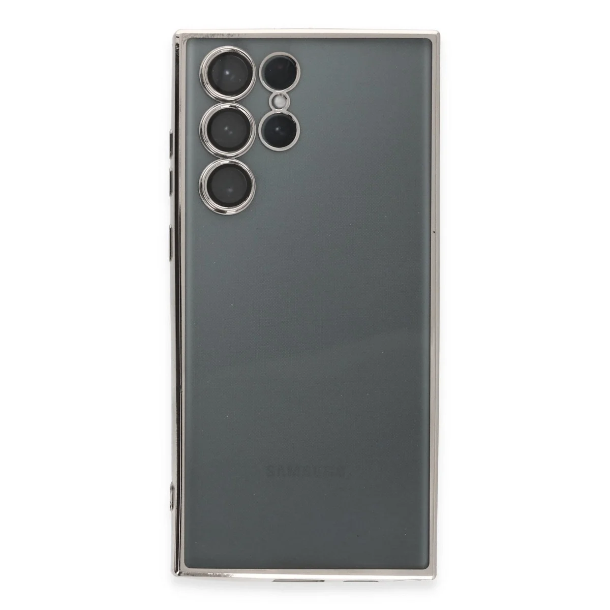 Samsung Galaxy S22 Ultra Kılıf Razer Lensli Silikon - Gümüş görsel 2