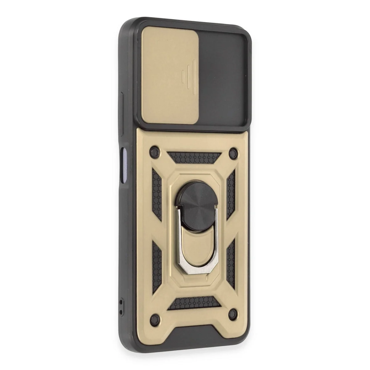 Xiao Red Note 12 5g Kılıf Pars Lens Yüzüklü Silikon - Gold görsel 2