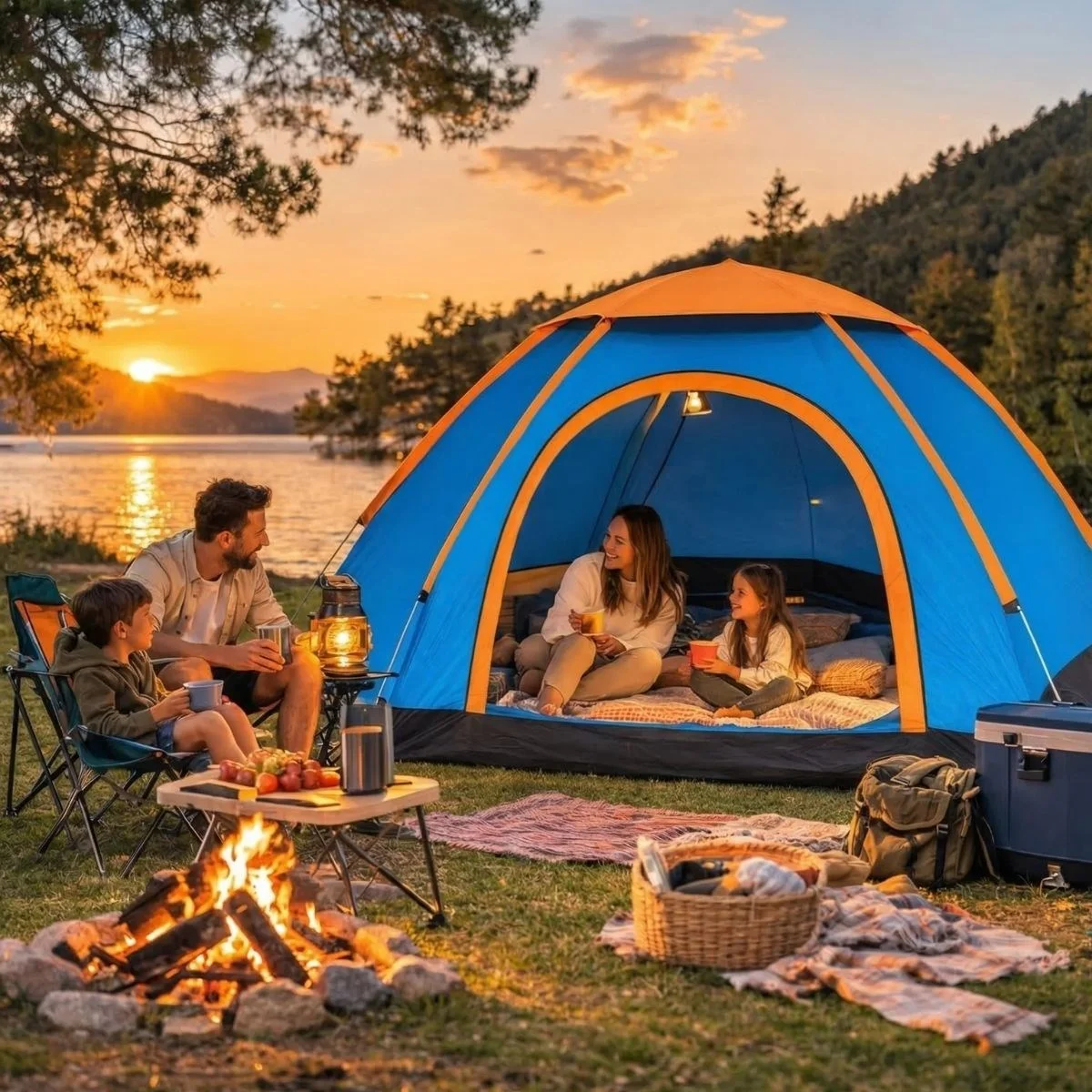 3 Kişilik Yarı Otomatik Kurulum Kamp Çadırı – Suya Dayanıklı, Taşıma Çantalı Outdoor Aile Çadırı, Piknik, Plaj ve Doğa 200x150x110 cm görsel 2