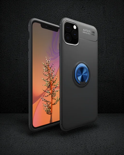 Apple İphone 11 Pro Kılıf Range Yüzüklü Silikon - Siyah-mavi