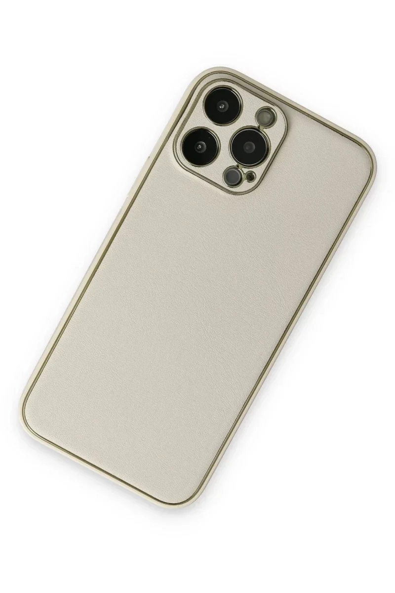 Apple iPhone 13 Pro Kılıf Coco Deri Silikon Kapak - Beyaz görsel 3