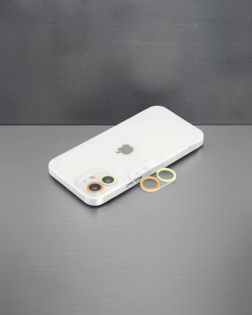 Apple İphone 12 Renkli Kamera Lens Koruma Cam - Sarı-turuncu