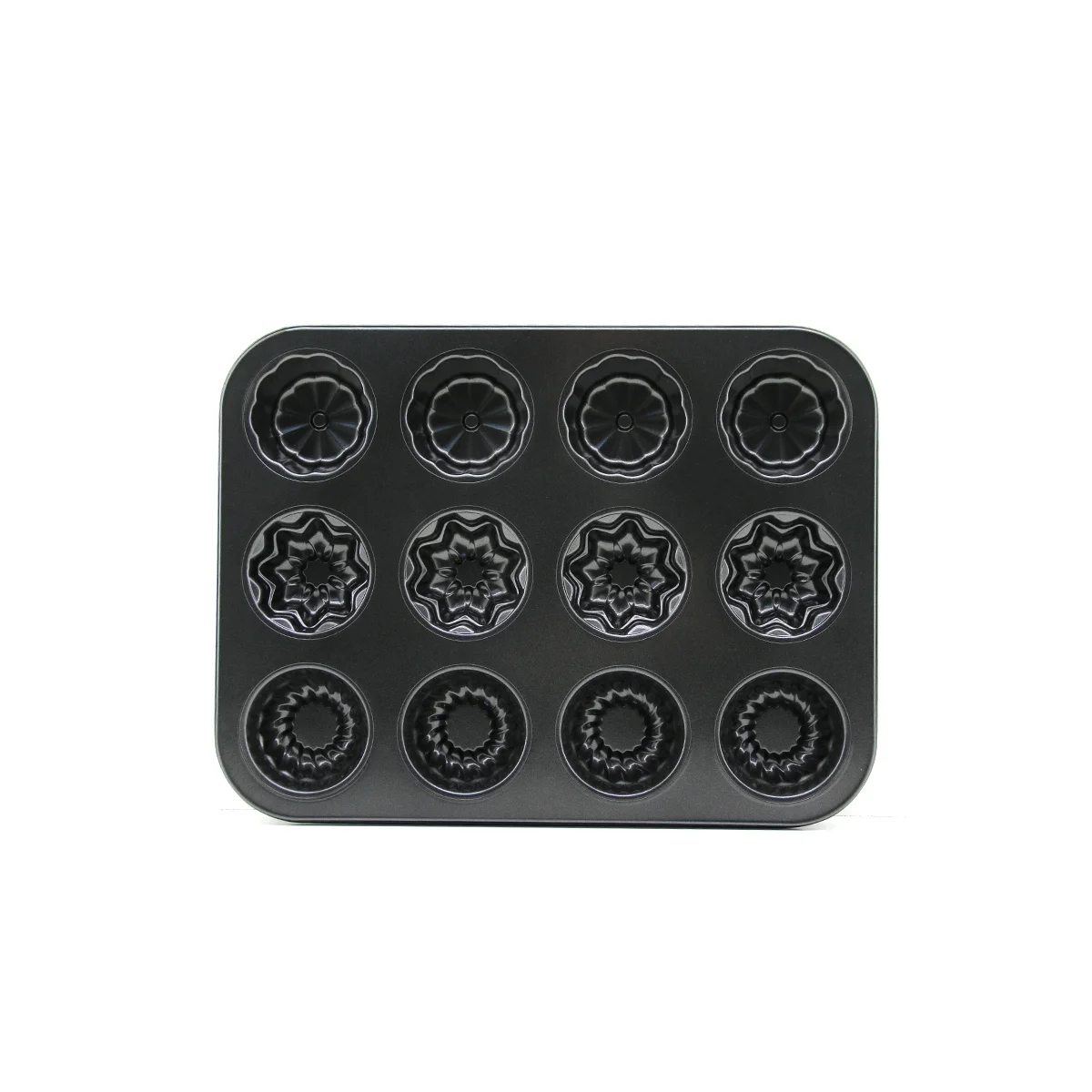 12 Gözlü Metal Muffin Kek Kalıbı - Siyah görsel 2