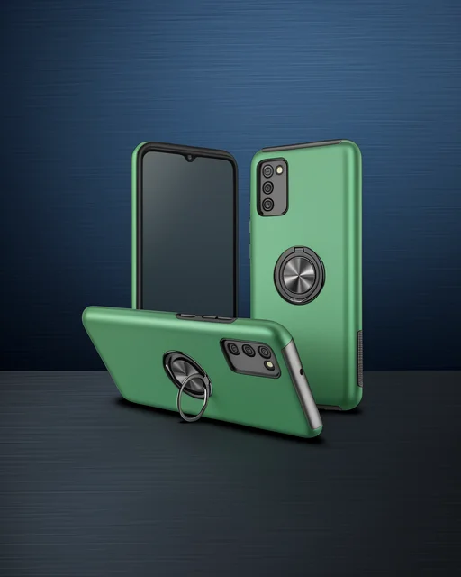 Samsung Galaxy A02s Kılıf Elit Yüzüklü Kapak - Yeşil