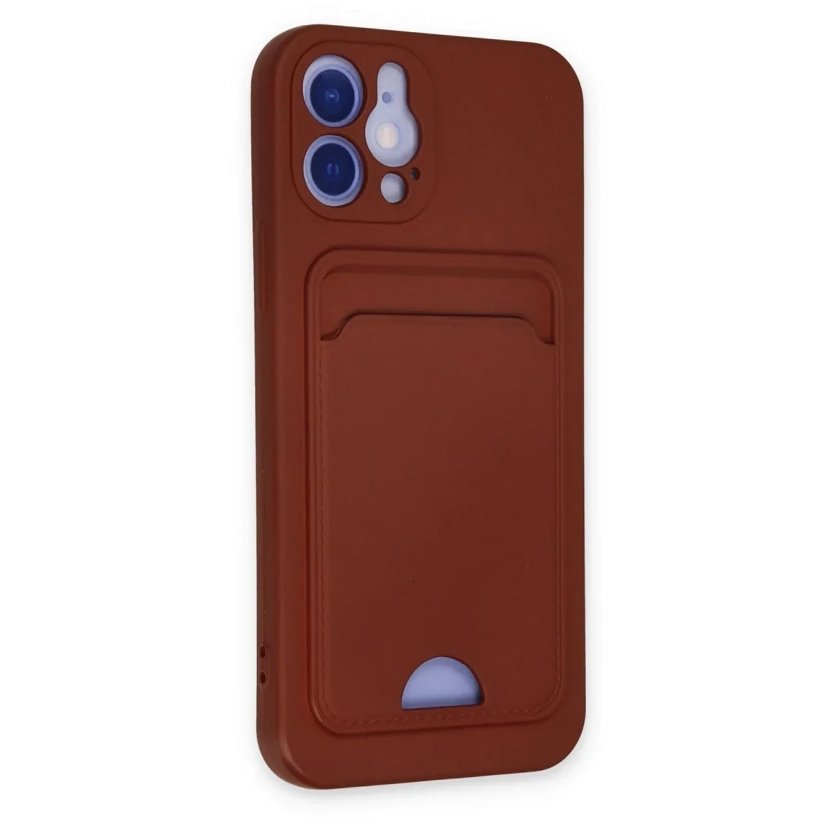 Apple iPhone 12 Kılıf Kelvin Kartvizitli Silikon - Bordo görsel 2