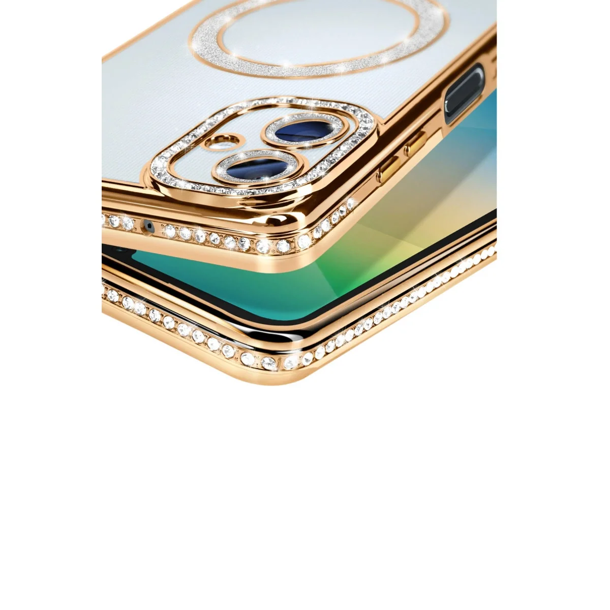Samsung Galaxy A06 Joke Simli Magneticsafe Kılıf - Gold görsel 3