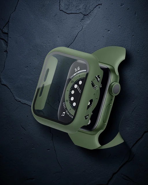 Apple Watch 40mm Camlı Kasa Ekran Koruyucu - Koyu Yeşil