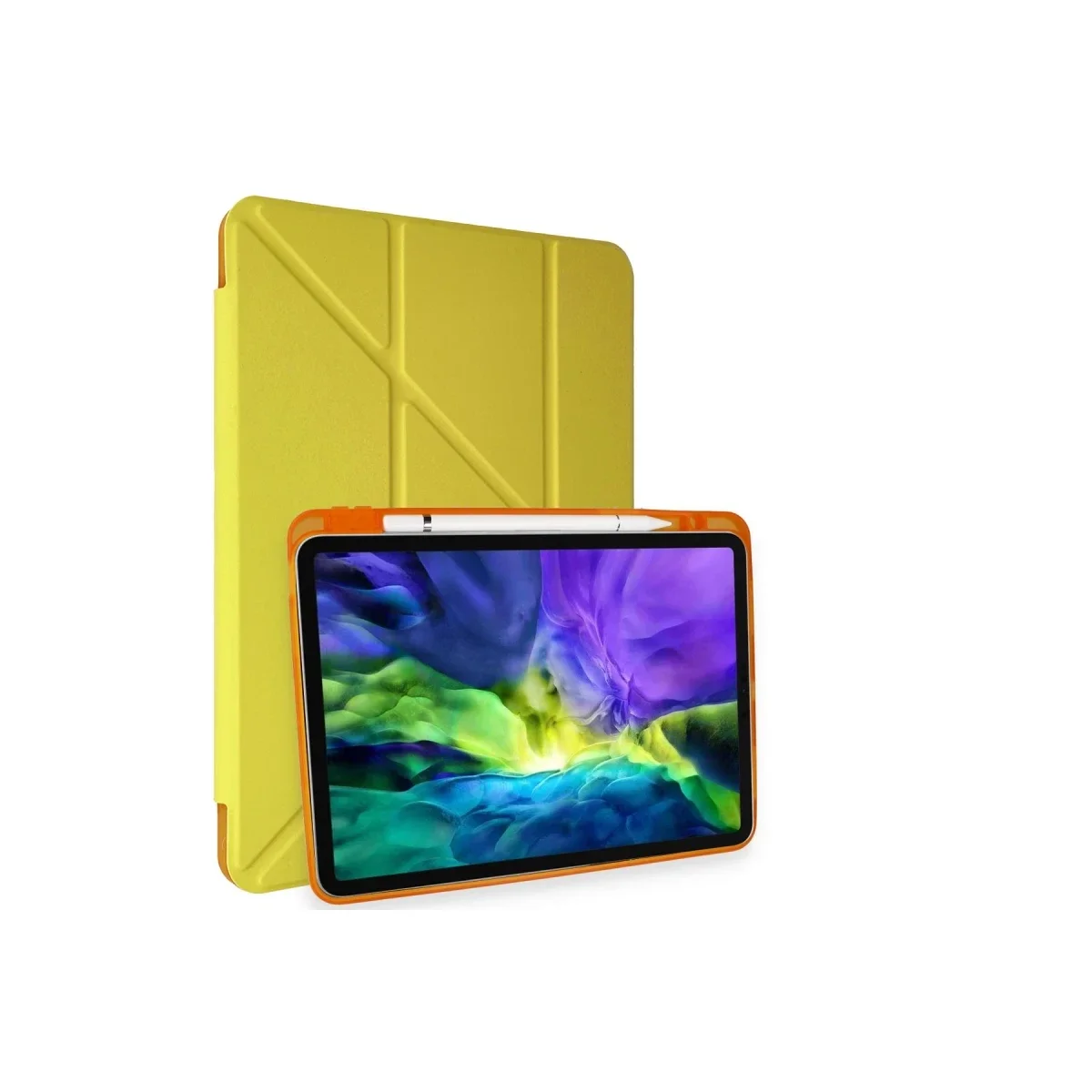 Apple iPad Pro 11 (2018) Kılıf Kalemlikli Mars Tablet Kılıfı - Açık Sarı