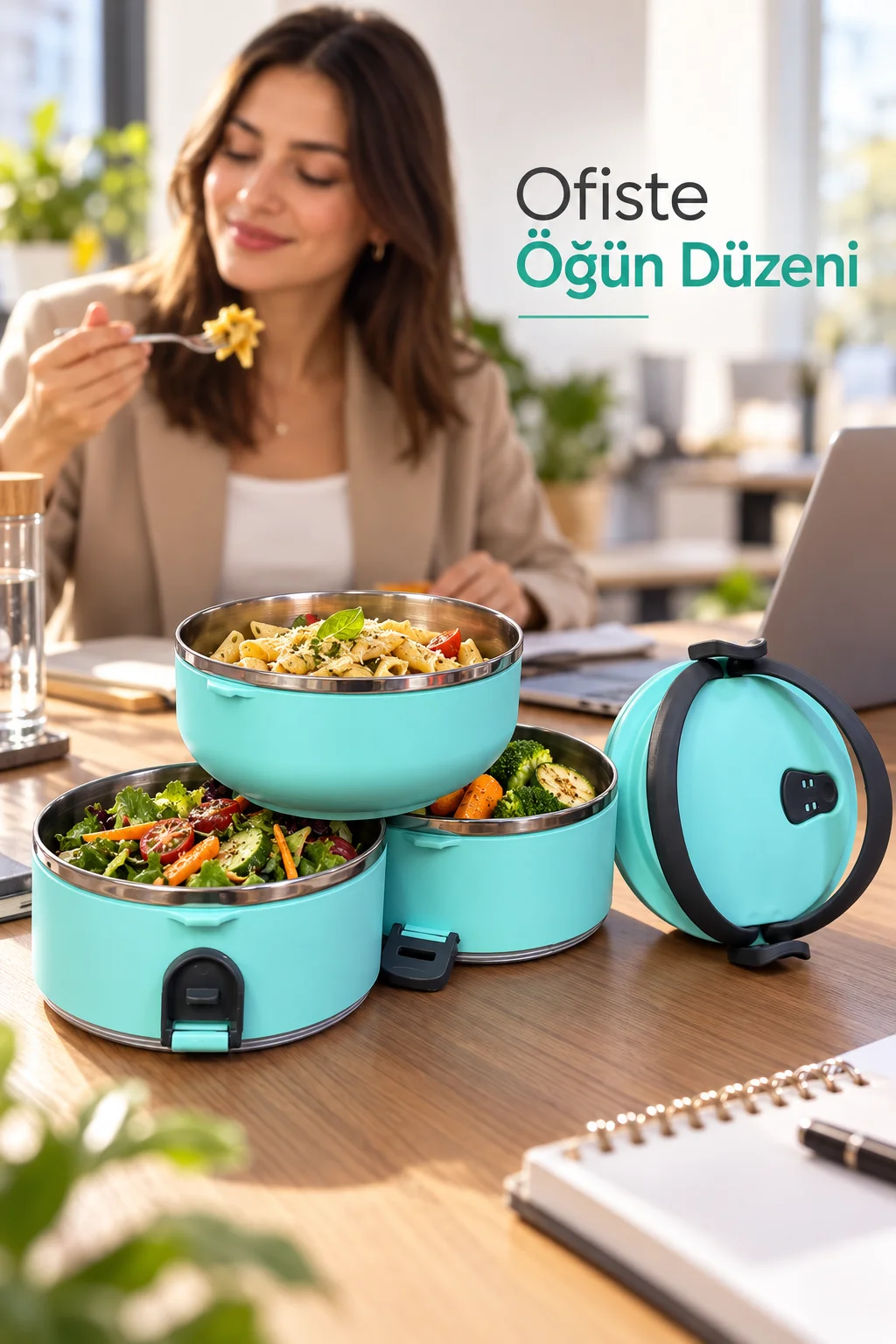 Paslanmaz Çelik İç Hazneli Beslenme Kutusu Kilitli Taşıma Saplı