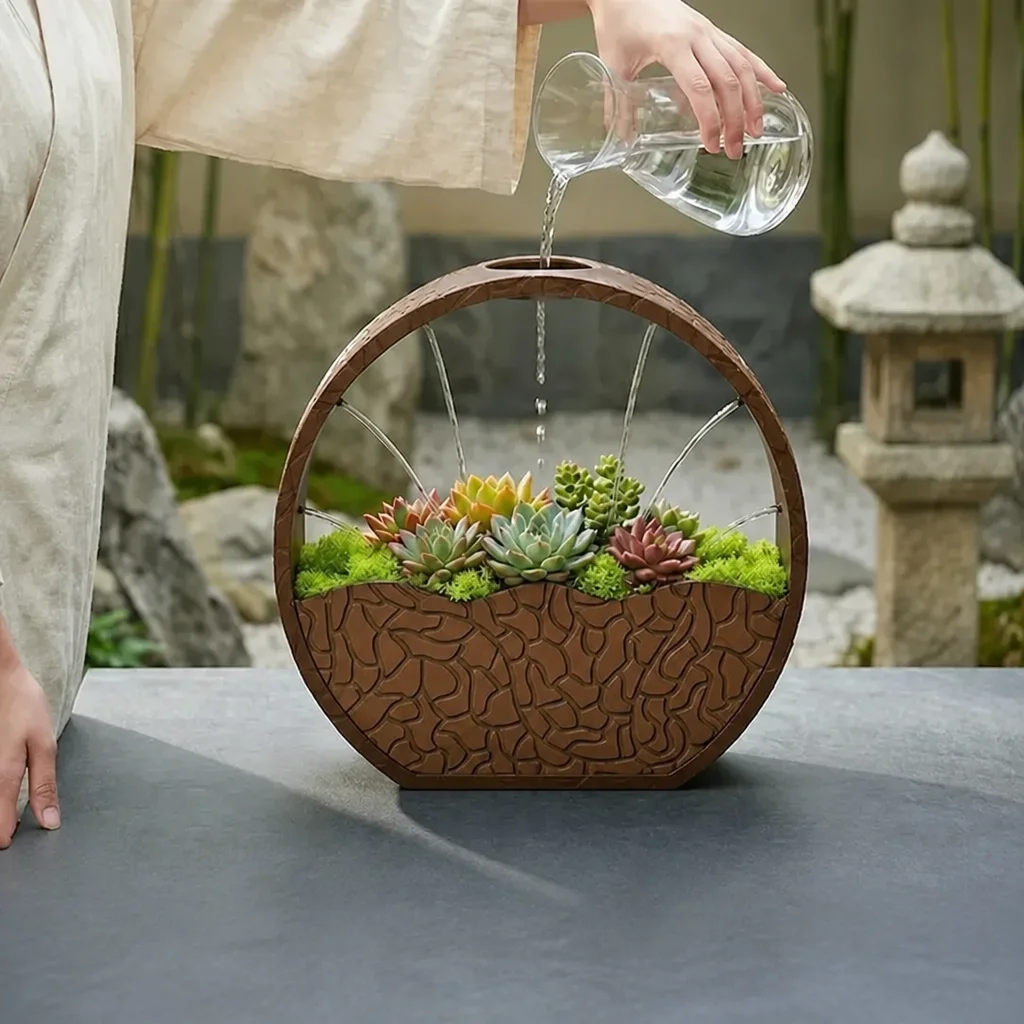 3D Baskı Self-Watering Planter - Kendi Kendini Sulayan Saksı-Kahverengi