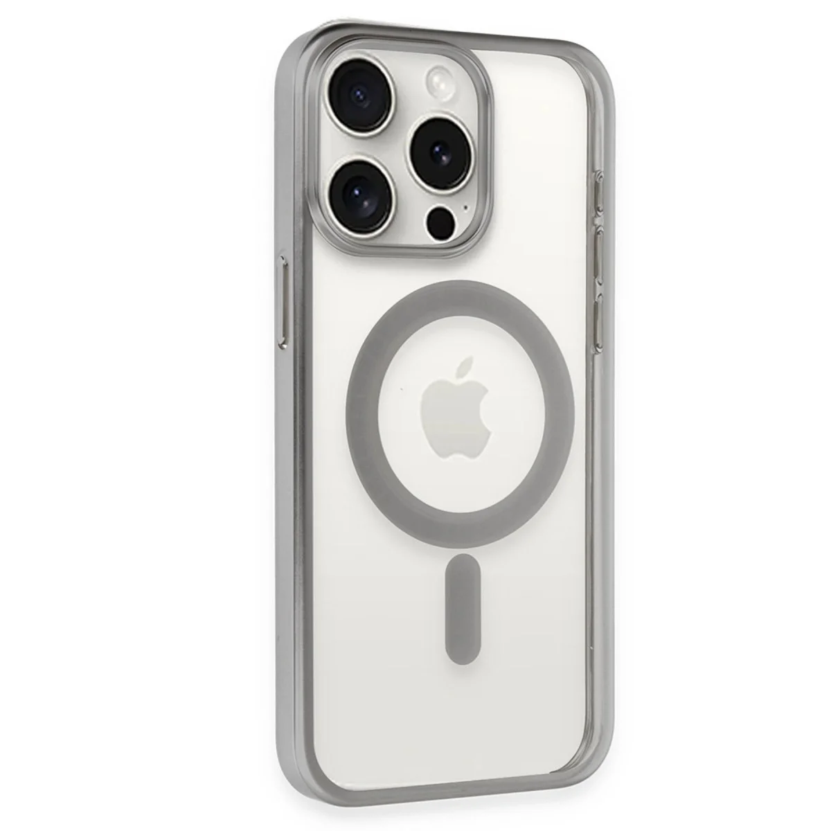 Apple İphone 15 Pro Kılıf Erozi Magsafe Kapak - Gümüş görsel 3