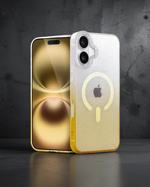 Apple İphone 16 Plus Pummel Shiny Magsafe Kapak - Gold