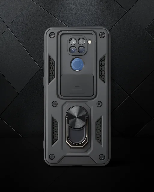 Xiaomi Redmi Note 9 Kılıf Pars Lens Yüzüklü Silikon - Siyah