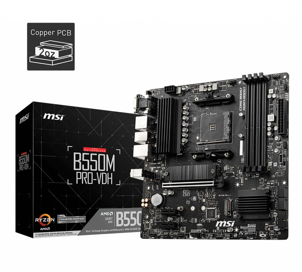 B550M Pro-vdh DDR4 4400MHZ 1XVGA 1XHDMI 1XDP 2XM.2 Usb 3.2 Matx AM4 ( 5000/4000G/3000 Serileri İle Uyumlu)