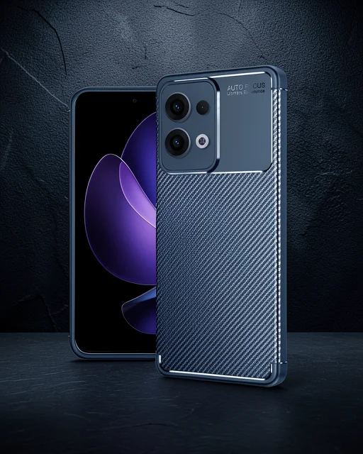 Oppo Reno 13 Pro Kılıf Auto Focus Karbon Kapak - Lacivert