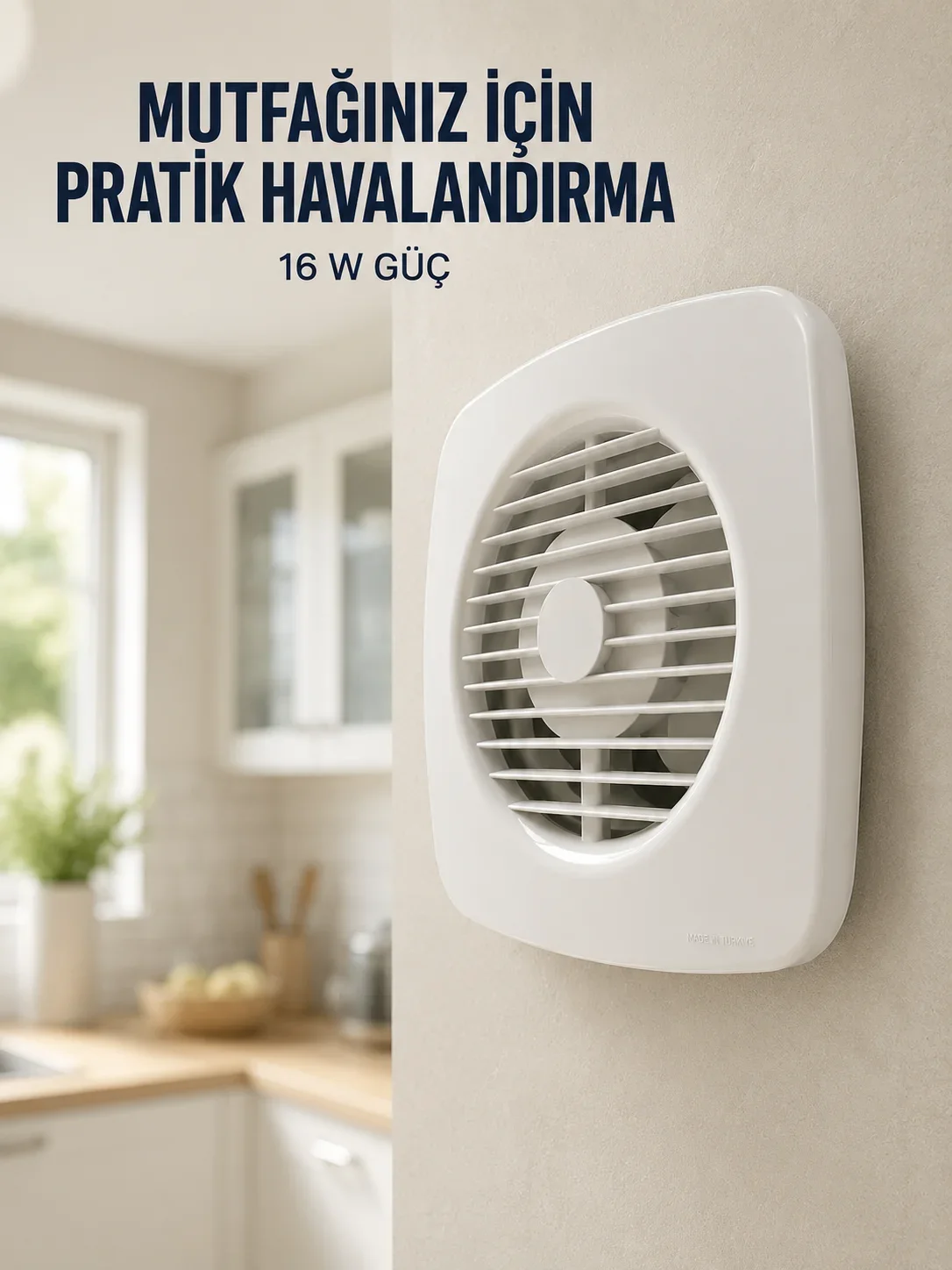 120 mm Havalandırma Fanı 180 m³/h Dekoratif Duvar ve Tavan Tipi Aspiratör