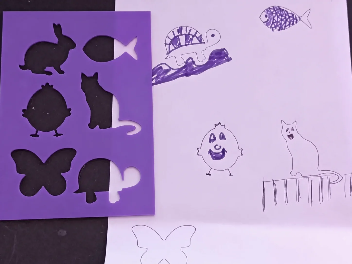 3D Baskı Hayvan Figürleri Çizim Şablonu - Çoklu Desen Kalıbı - Mor