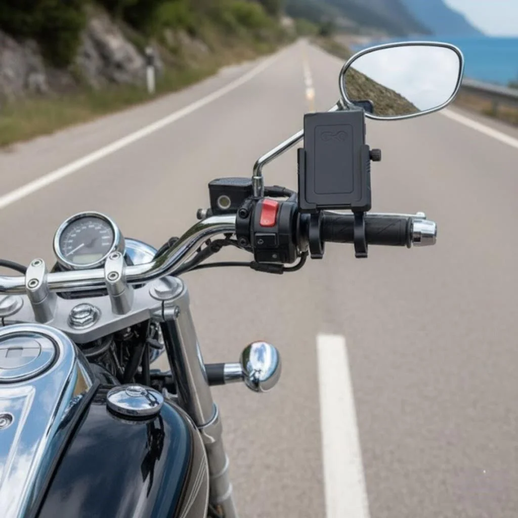 Evrensel Motosiklet Telefon Tutucu – Kaymaz, Kilitlenebilir Güvenli Tutuşlu, 360° Ayarlanabilir Gidon Bağlantılı Akıllı Telefon Aparatı görsel 4