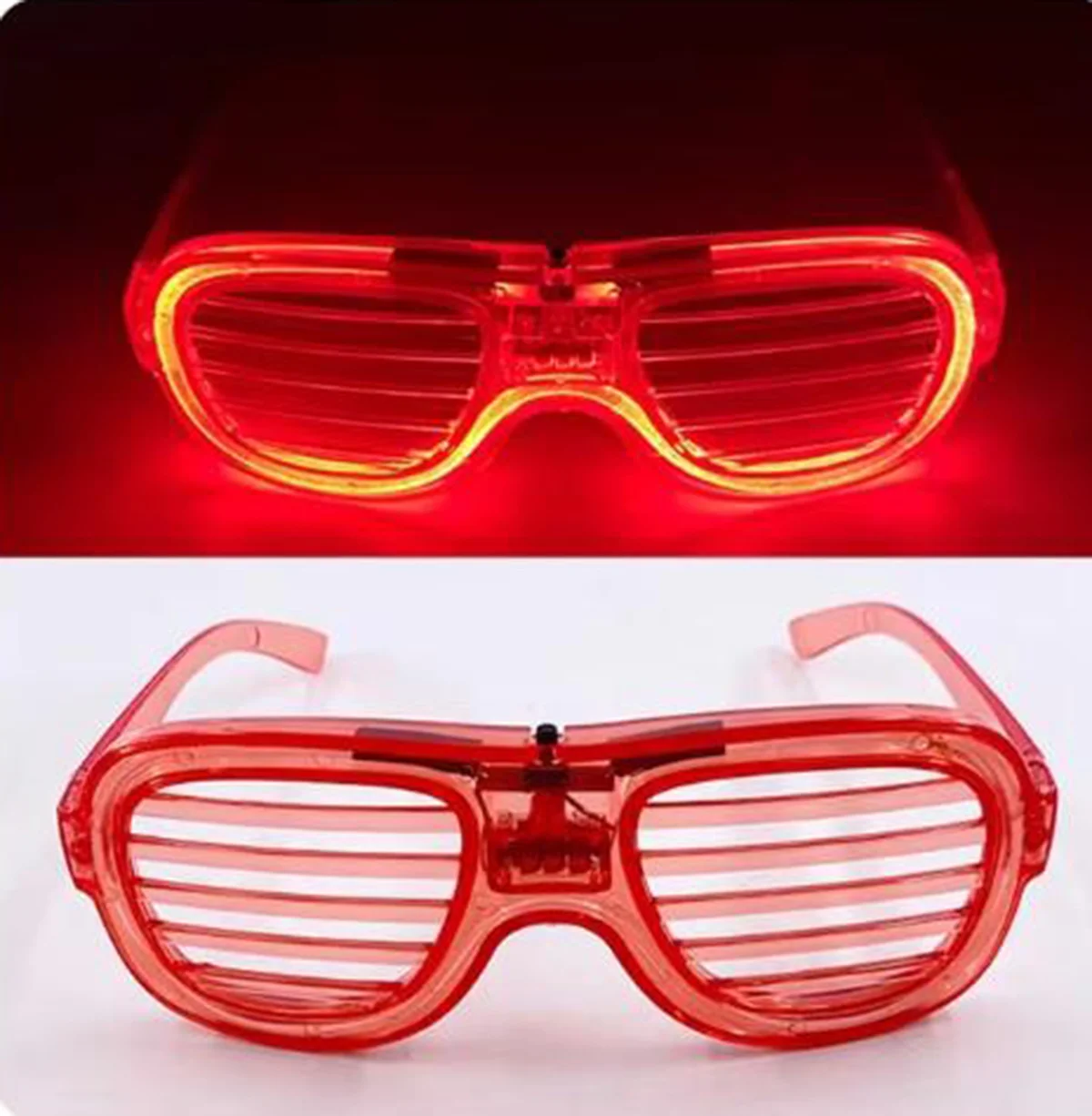 Kırmızı Led Işıklı Parti Gözlüğü - Neon Glow Şerit Gözlük 3 Modlu görsel 5