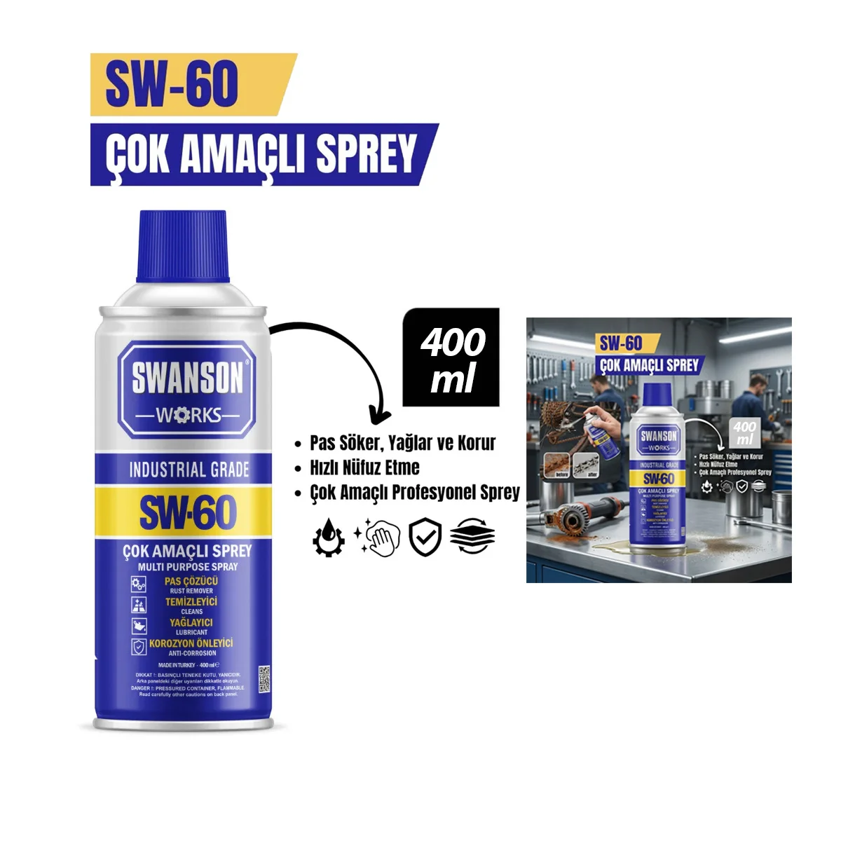 Çok Amaçlı Yağlayıcı Sprey 400 ml görsel 2