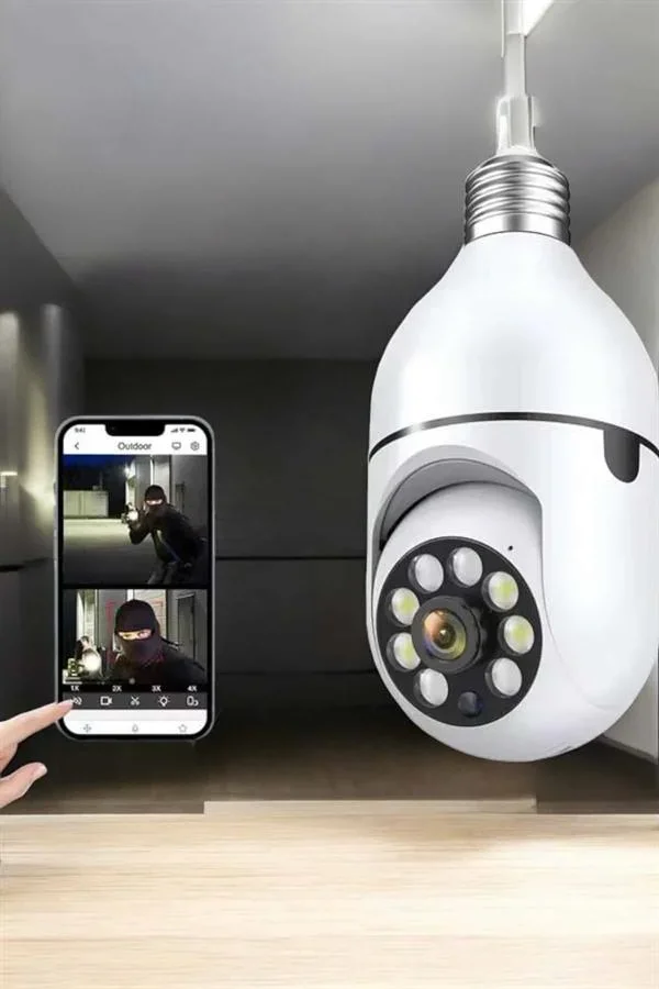 Wifi Kamera Duylu Ampul Görünümlü 360 Derece Dönebilen Ev Kamerası görsel 4