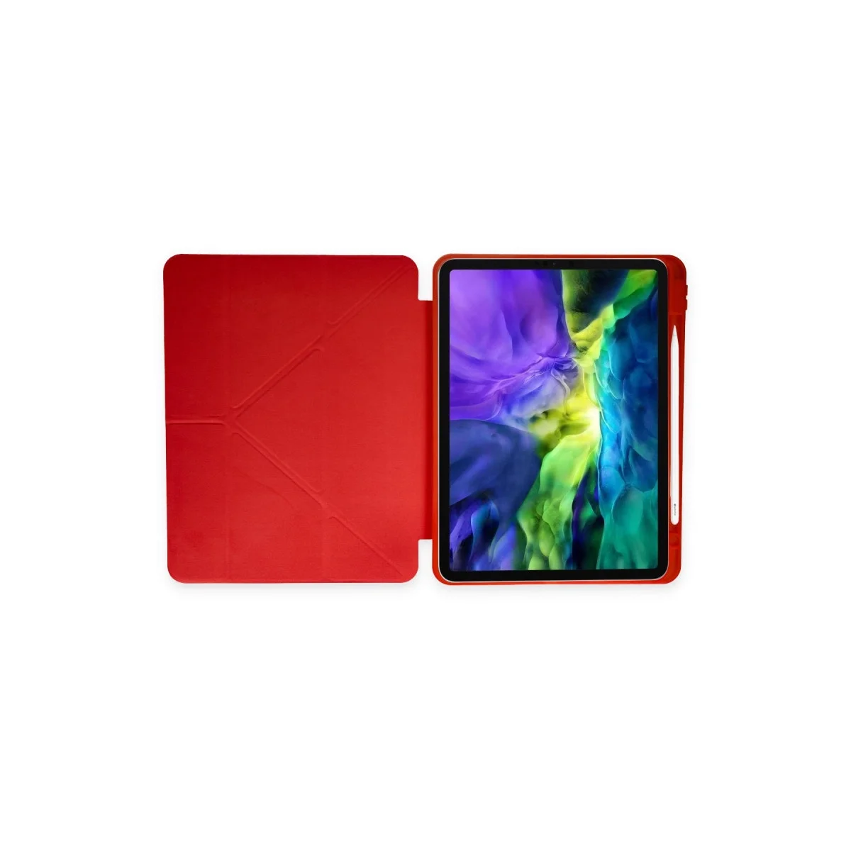 Apple İpad Pro 12.9 (2021) Kılıf Kalemlikli Mars Tablet Kılıfı - Kırmızı görsel 5