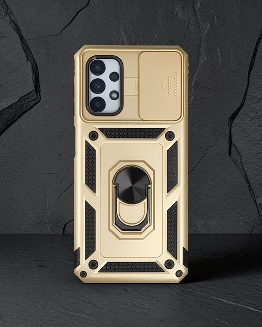 Samsung Galaxy A33 5g Kılıf Pars Lens Yüzüklü Silikon - Gold