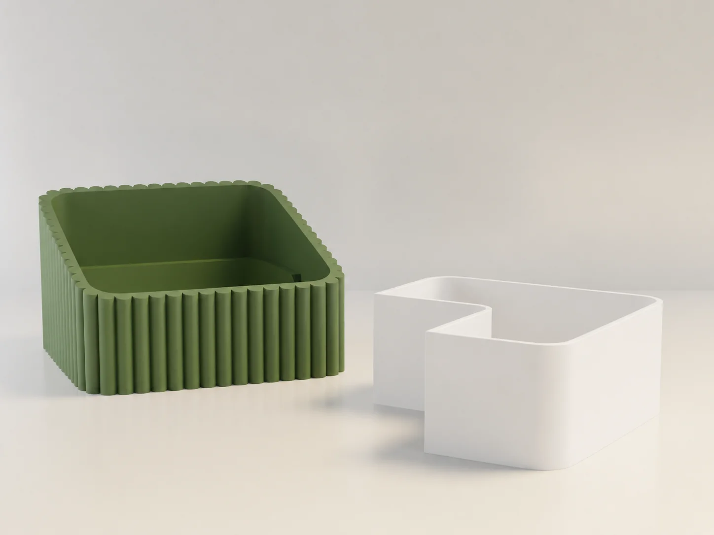 3D Baskı Fıstık Kasesi - Çift Hazneli Kabuk Ayırıcı Sunum Kasesi - Yeşil Beyaz görsel 2
