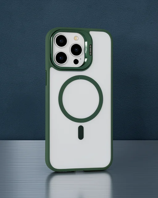 Joko Apple İphone 15 Pro Max Kılıf Roblox Lens Magsafe Standlı Kapak - Koyu Yeşil