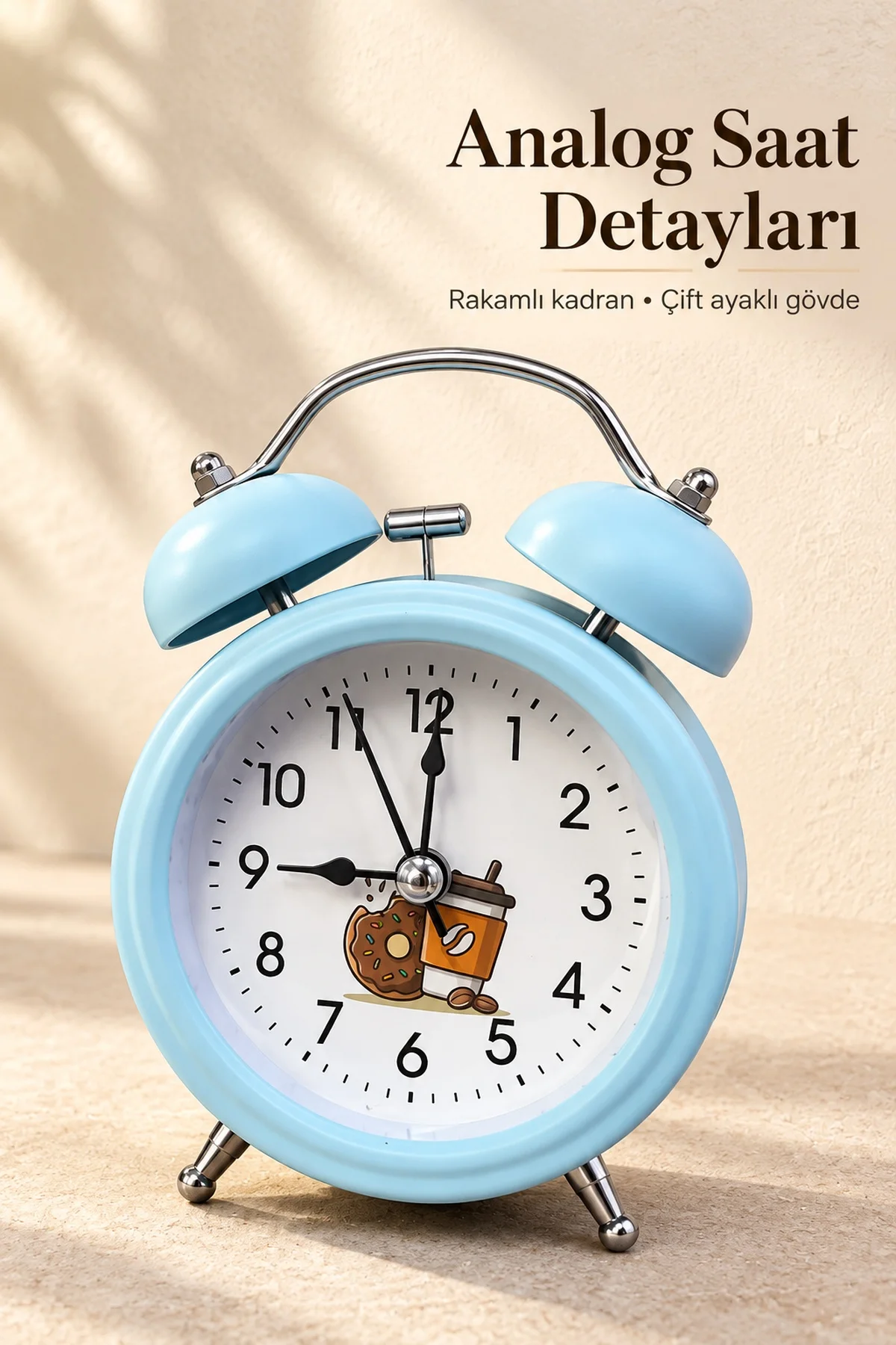 Yatak Odası İçin Çift Çanlı Dekoratif Çalar Saat görsel 2