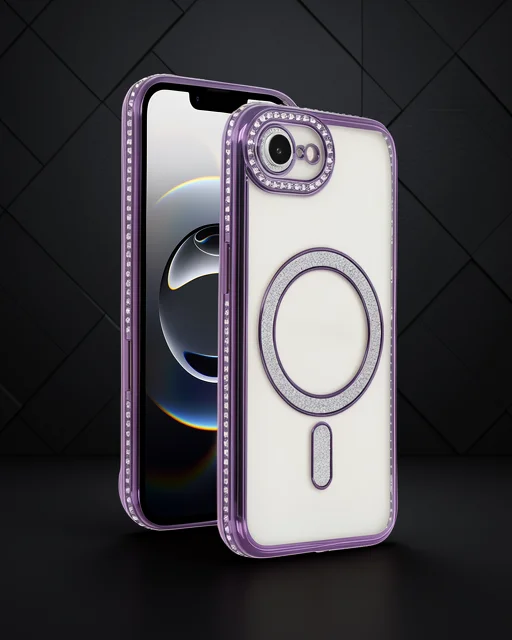 Apple İphone 16e Joke Simli Magneticsafe Kılıf - Derin Mor