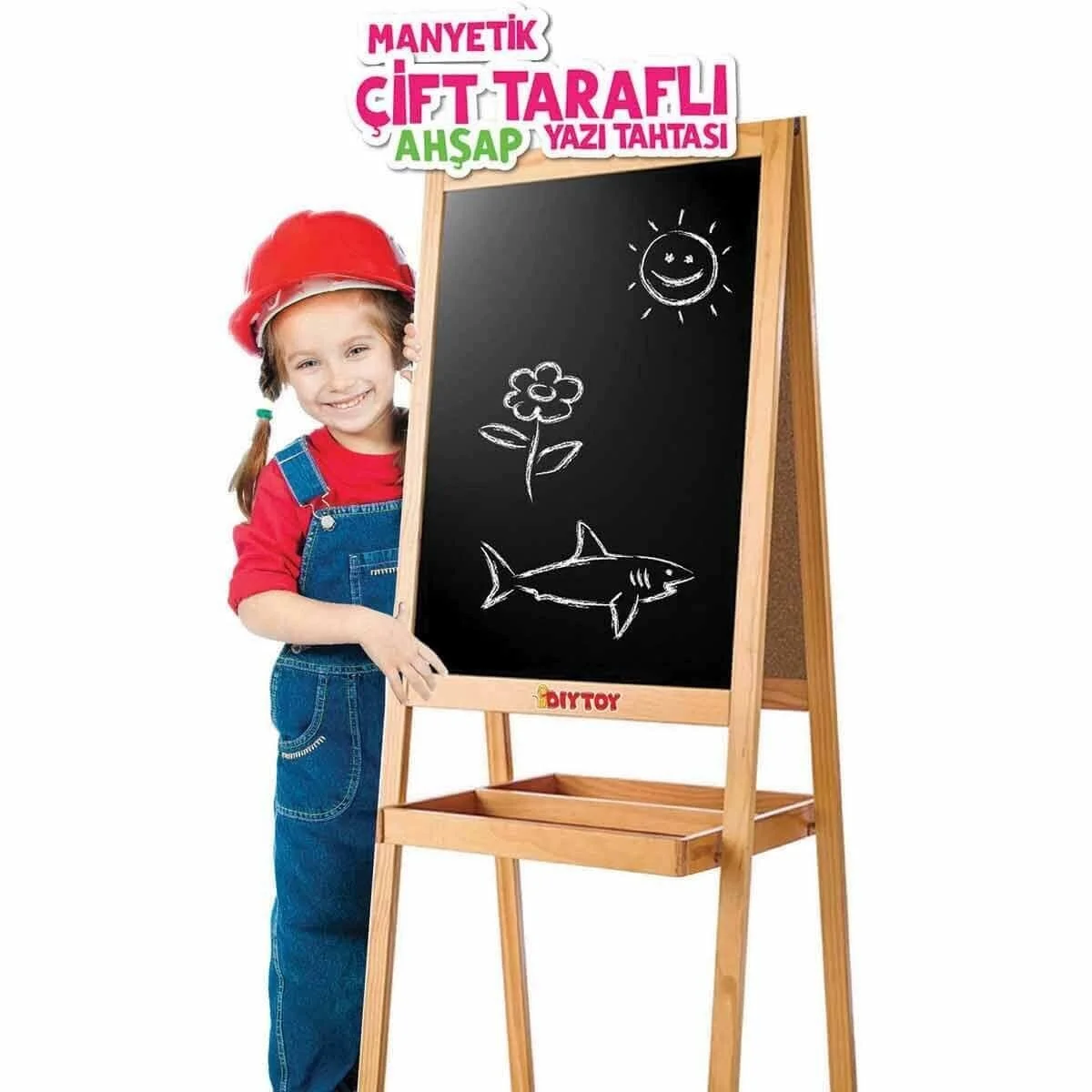 2195 Ayaklı Çift Taraflı Manyetik Ahşap Yazı Tahtası görsel 4