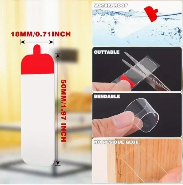 60 Parça Kolay Açılır Güçlü Çift Taraflı Bant 18mm*50mm görsel 2