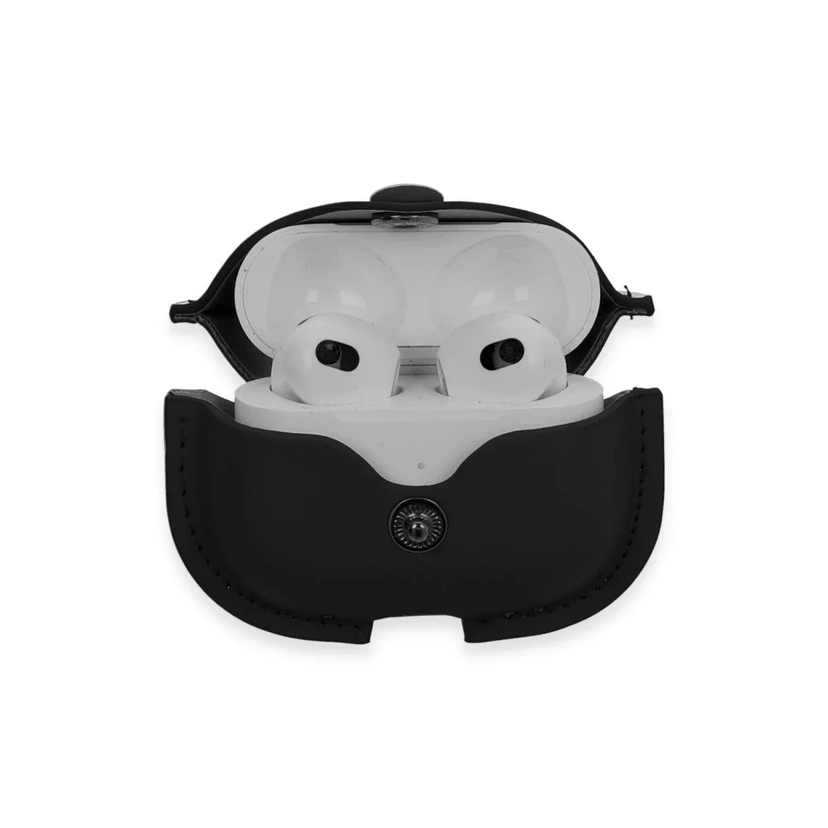 Apple Airpods 3 (3.nesil) Çanta Deri Kılıf - Siyah görsel 3
