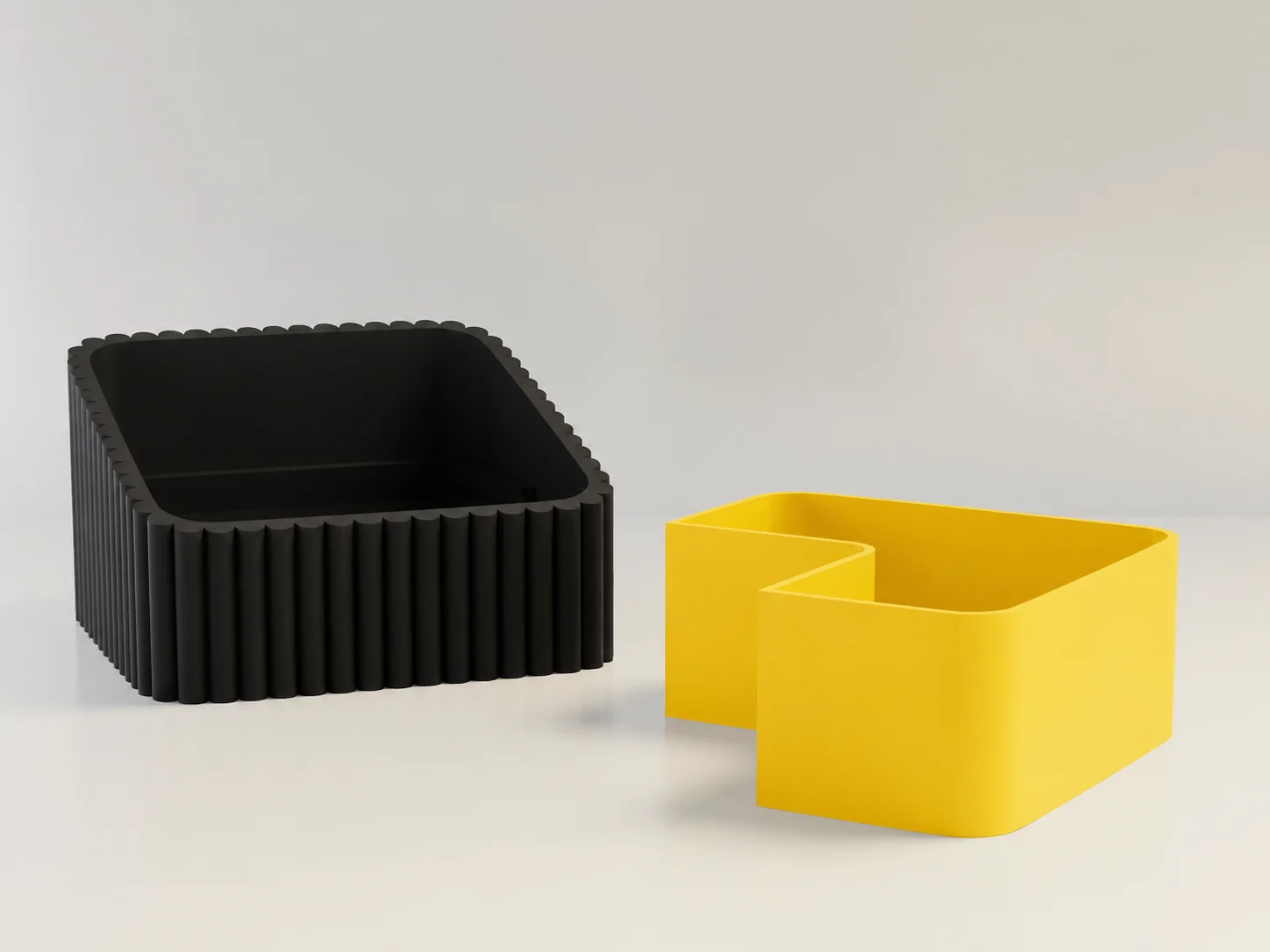 3D Baskı Fıstık Kasesi - Çift Hazneli Kabuk Ayırıcı Sunum Kasesi - Siyah Sarı görsel 2