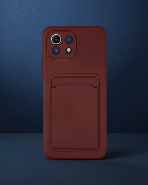 Xiaomi Mi 11 Kılıf Kelvin Kartvizitli Silikon - Bordo