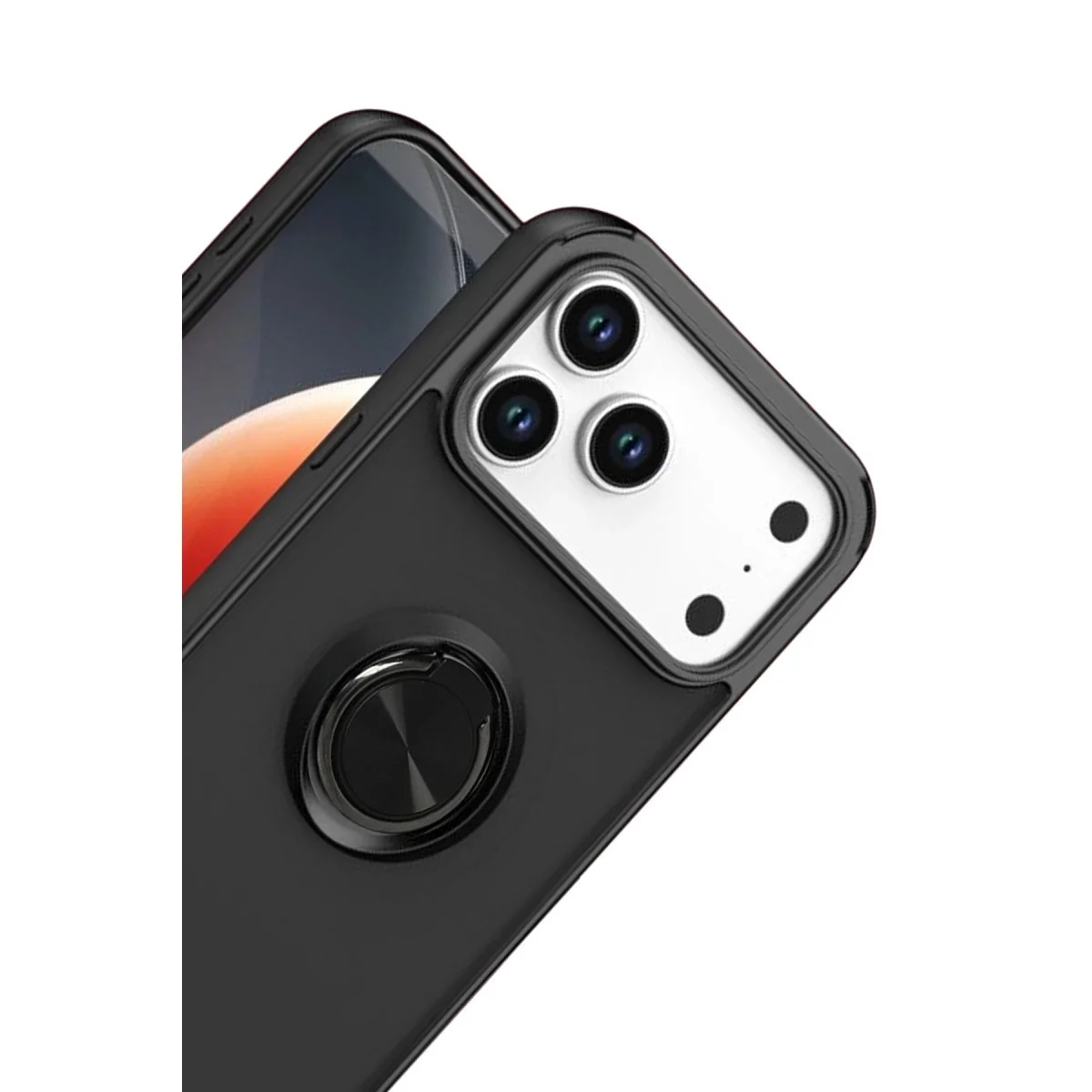 Apple İphone 17 Pro Max Montreal Yüzüklü Silikon Kapak - Siyah görsel 2