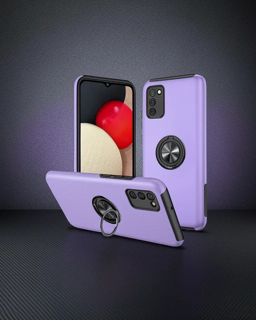 Samsung Galaxy A02s Kılıf Elit Yüzüklü Kapak - Mor