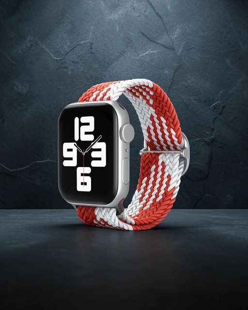 Watch 20mm Kordon - Beyaz-kırmızı
