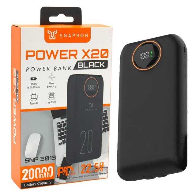 Snapron SNP-3013 22.5W PD 20.000mAh Dahili Kablolu ve Hızlı Şarjlı Powerbank görsel 5