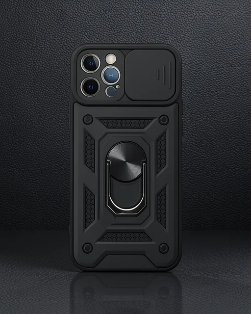 Apple İphone 12 Pro Kılıf Pars Lens Yüzüklü Silikon - Siyah