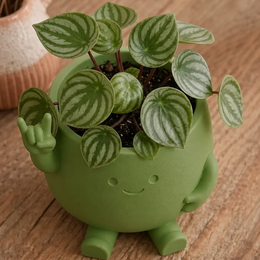 3D Baskı Smiley Face Planter - Gülümseyen Karakterli Saksı-Yeşil görsel 3