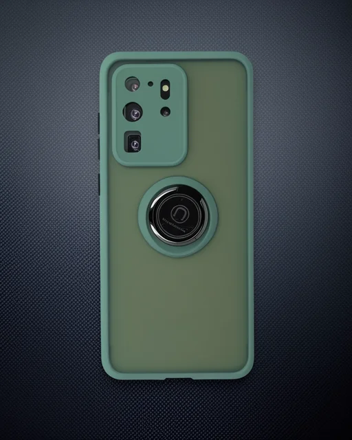 Samsung Galaxy S20 Ultra Kılıf Montreal Yüzüklü Silikon Kapak - Yeşil