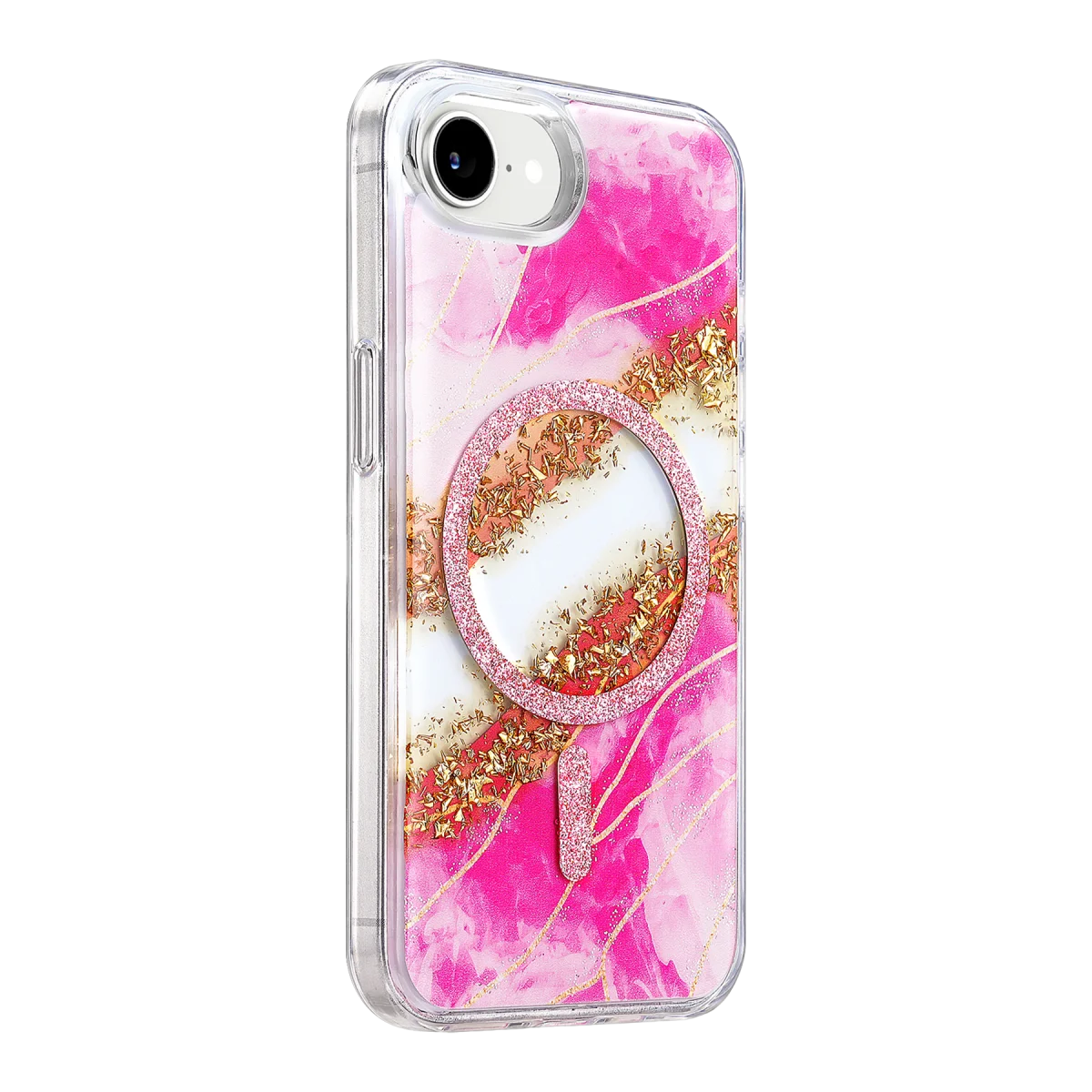 Onegif Apple iPhone 17E Lotus Simli Magsafe Kapak - Pembe görsel 2
