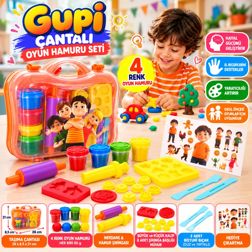 6716 Oyun Hamur Set Gupi Plstk Çnt 4X50GR 20PRÇ Gup görsel 2