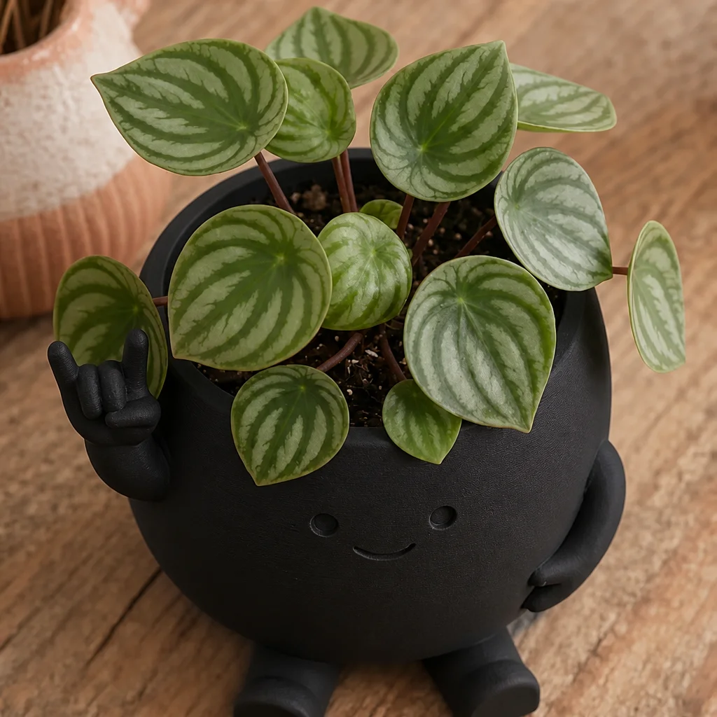3D Baskı Smiley Face Planter - Gülümseyen Karakterli Saksı-Siyah görsel 3