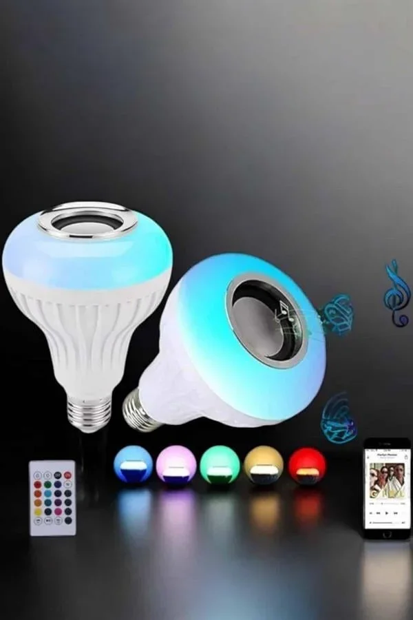 Kablosuz Bluetooth Hoparlör Led Lamba görsel 4