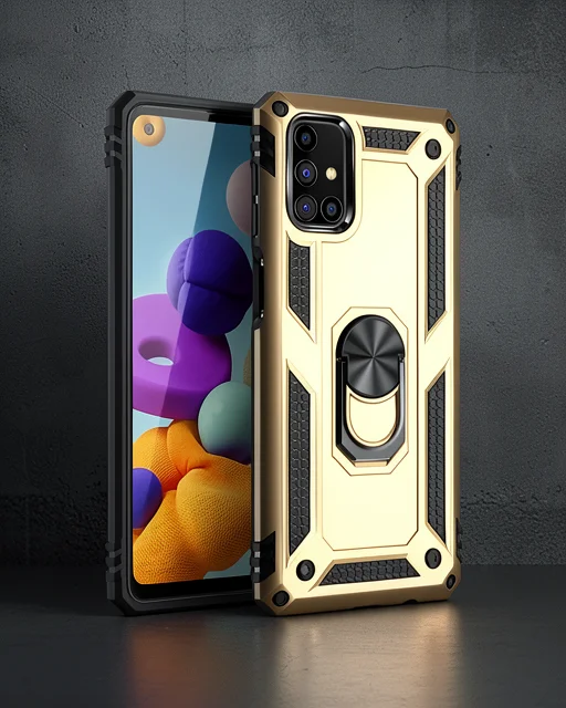 Samsung Galaxy M51 Kılıf Sofya Yüzüklü Silikon Kapak - Gold